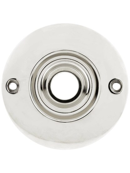 3 1/4 inch Forged Brass Rosette With 21/32 inch Collar In Polished Nickel.